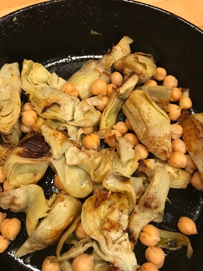 Pan-Roasted Artichoke Hearts and Chickpeas