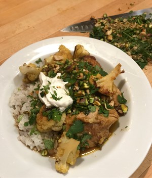 Spice Trade Chicken with Cauliflower, Cashews and Pistachios